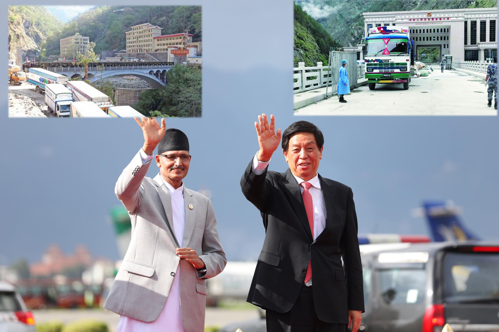 अध्यक्ष लीले खुलाए तातोपानी र रसुवा नाका, एक महिनापछि १४ कन्टेनर सामान बोकेर नेपाल आयो